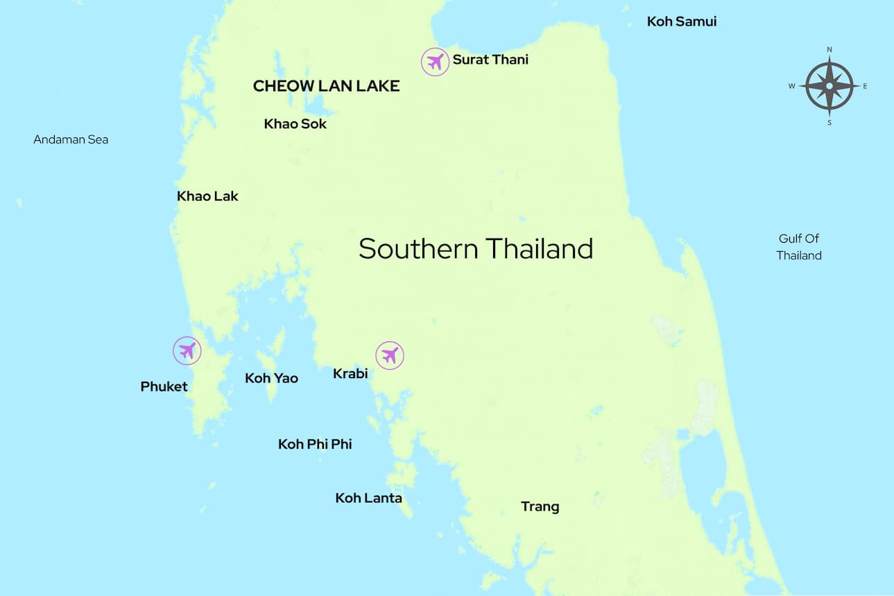 Location map for Cheow Lan Lake