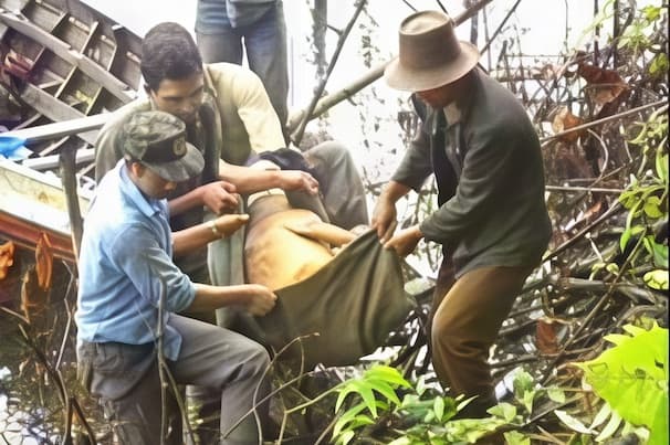 Rescue of animals from the lake