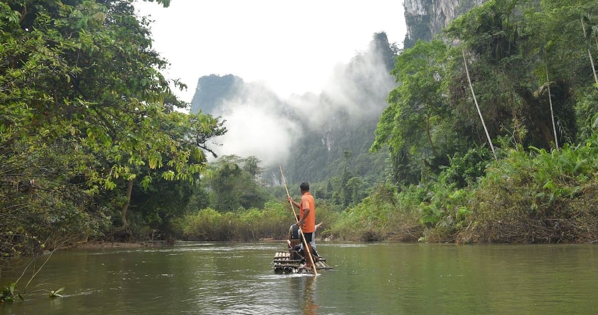 Bamboo rafting down Khao Sok river