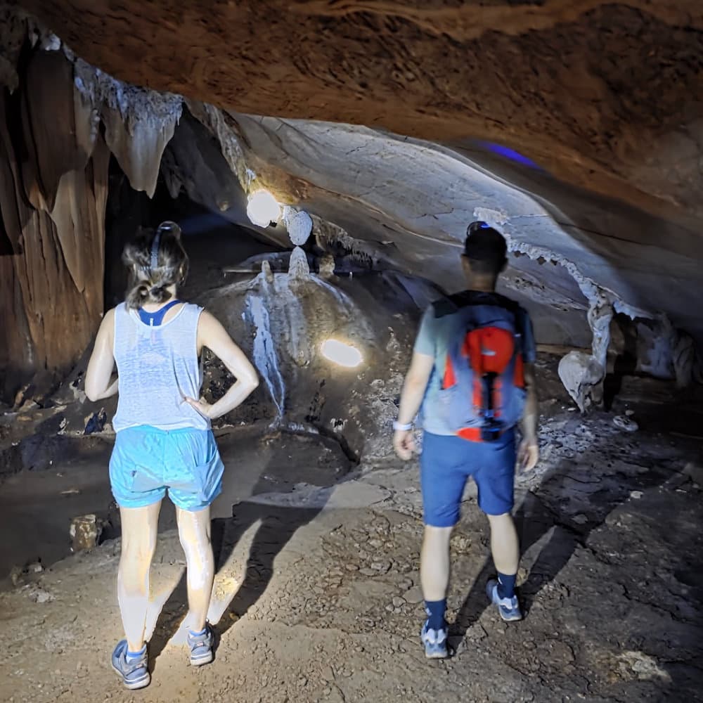 Exploring limestone caves in Khao Sok