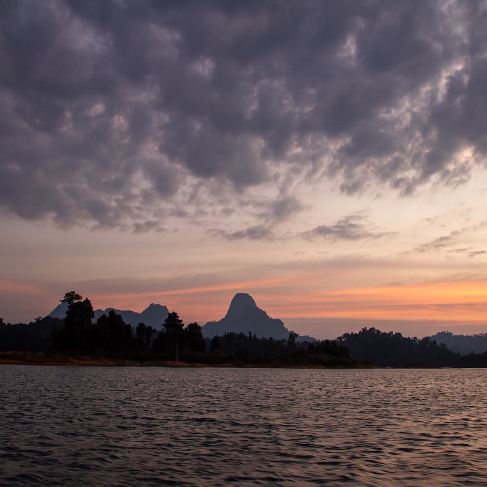 Sunset on Cheow Lan Lake