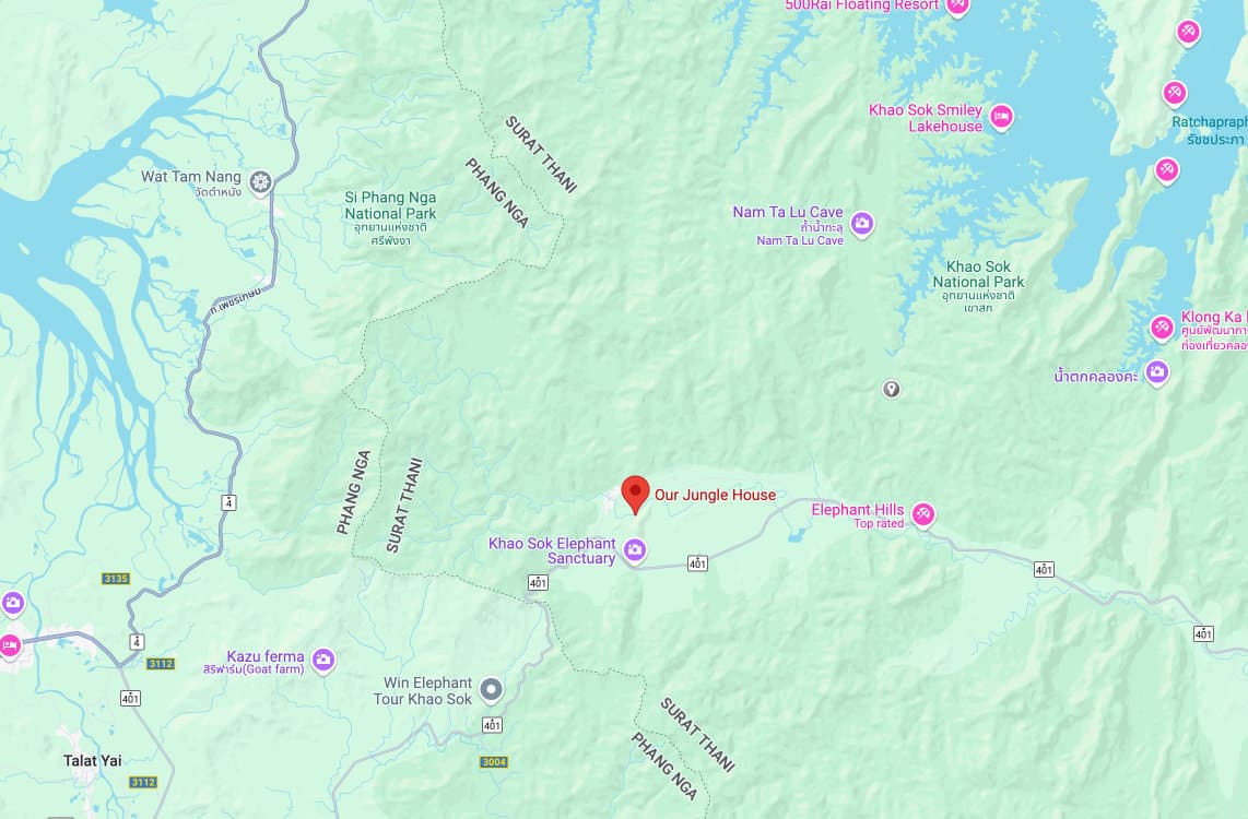 Map og Khao Sok area