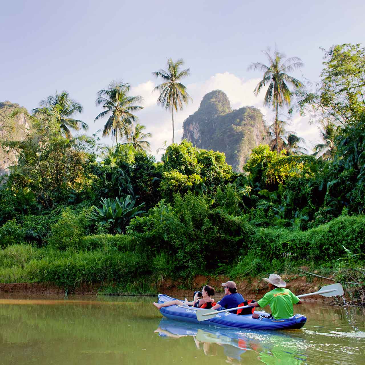 Canoeing down the river in Khao Sok