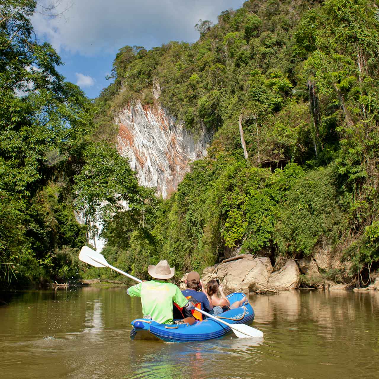 Canoeing down the river in Khao Sok