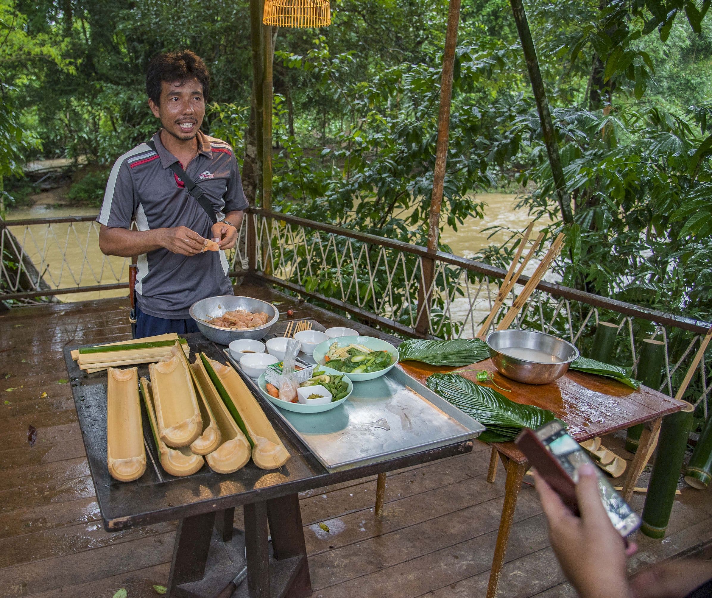 Preparing food in the jungle