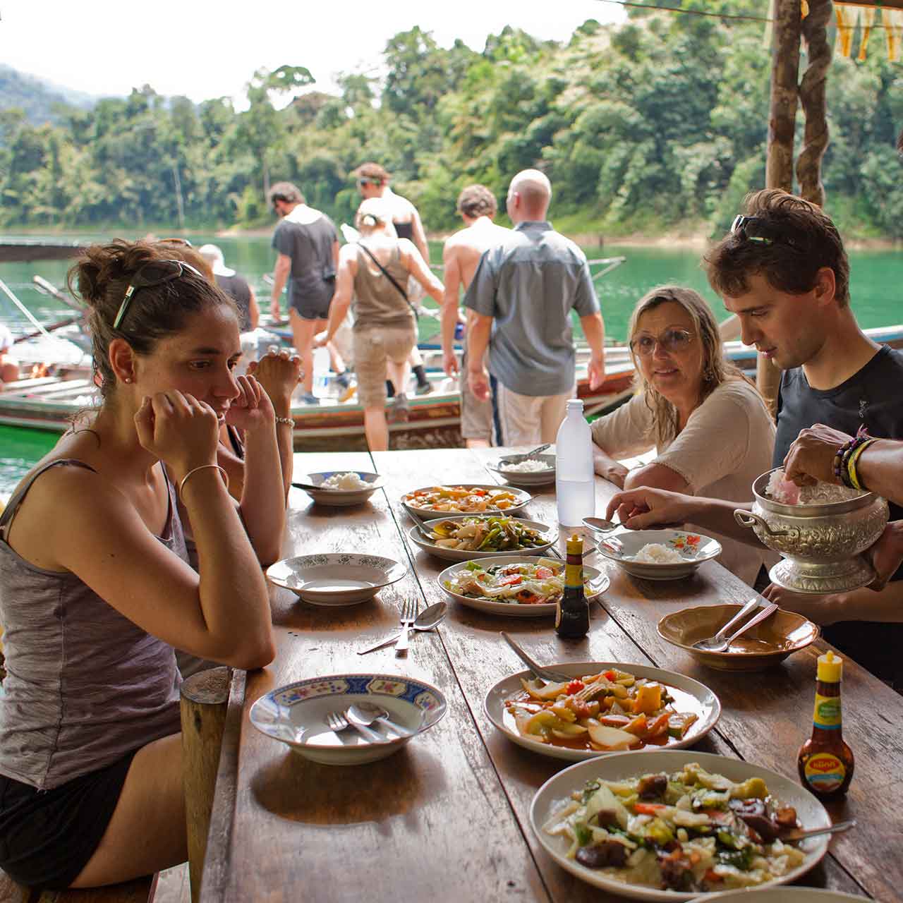 Having a Thai lunch on the lake