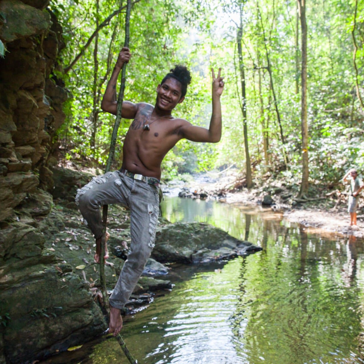 Swinging on vines in the jungle