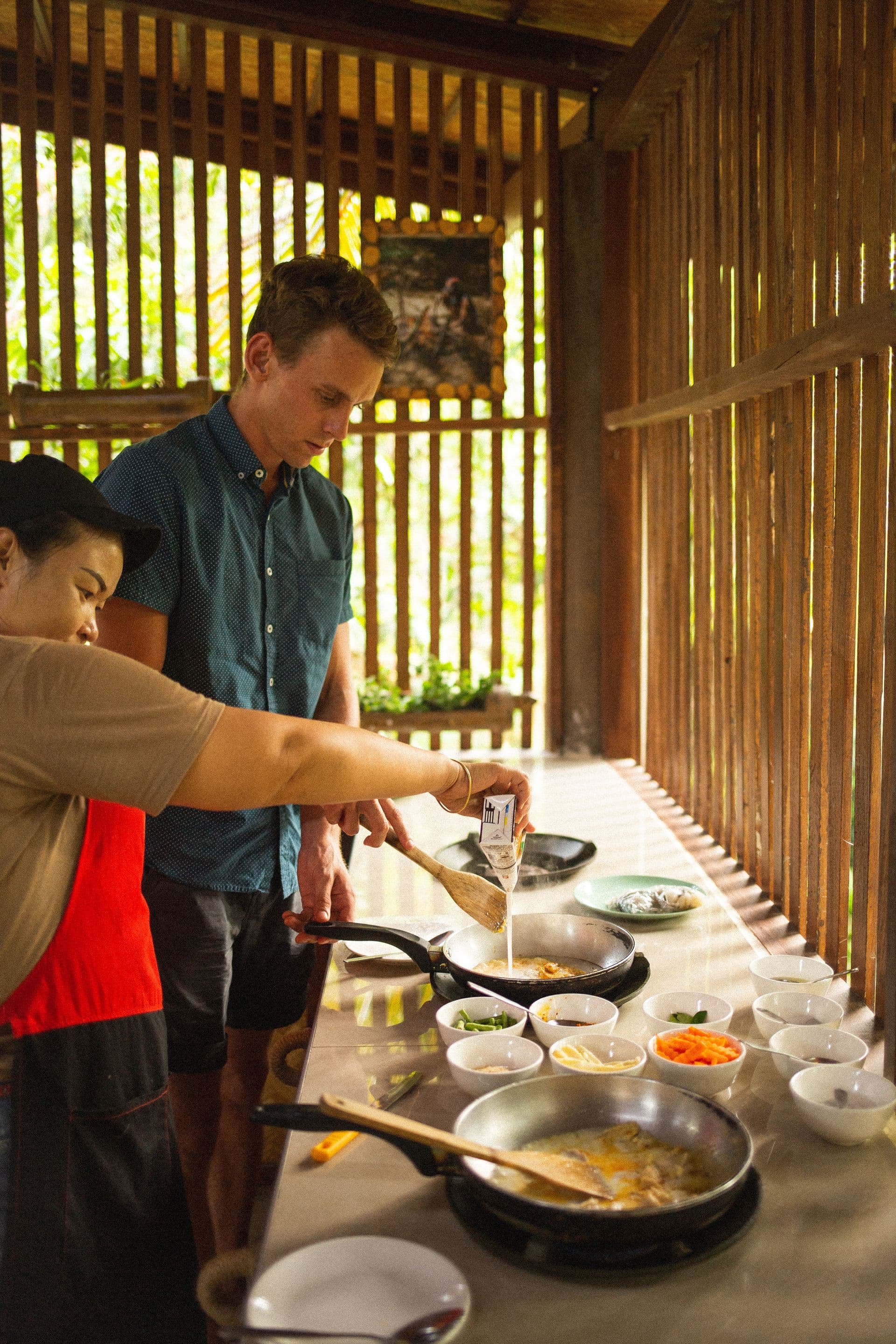 Preparing and cooking Thai food