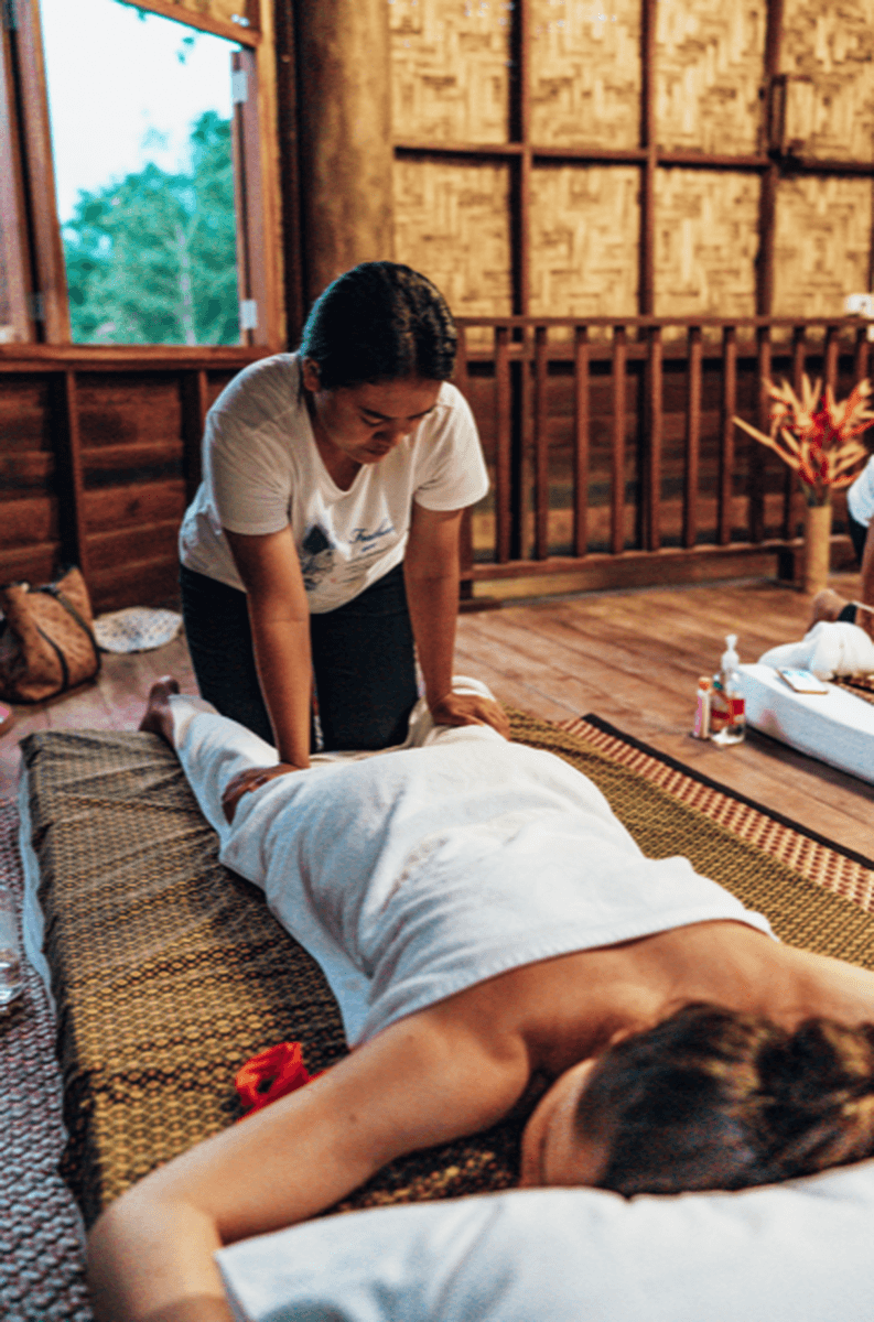 Thai massage in an open air sala