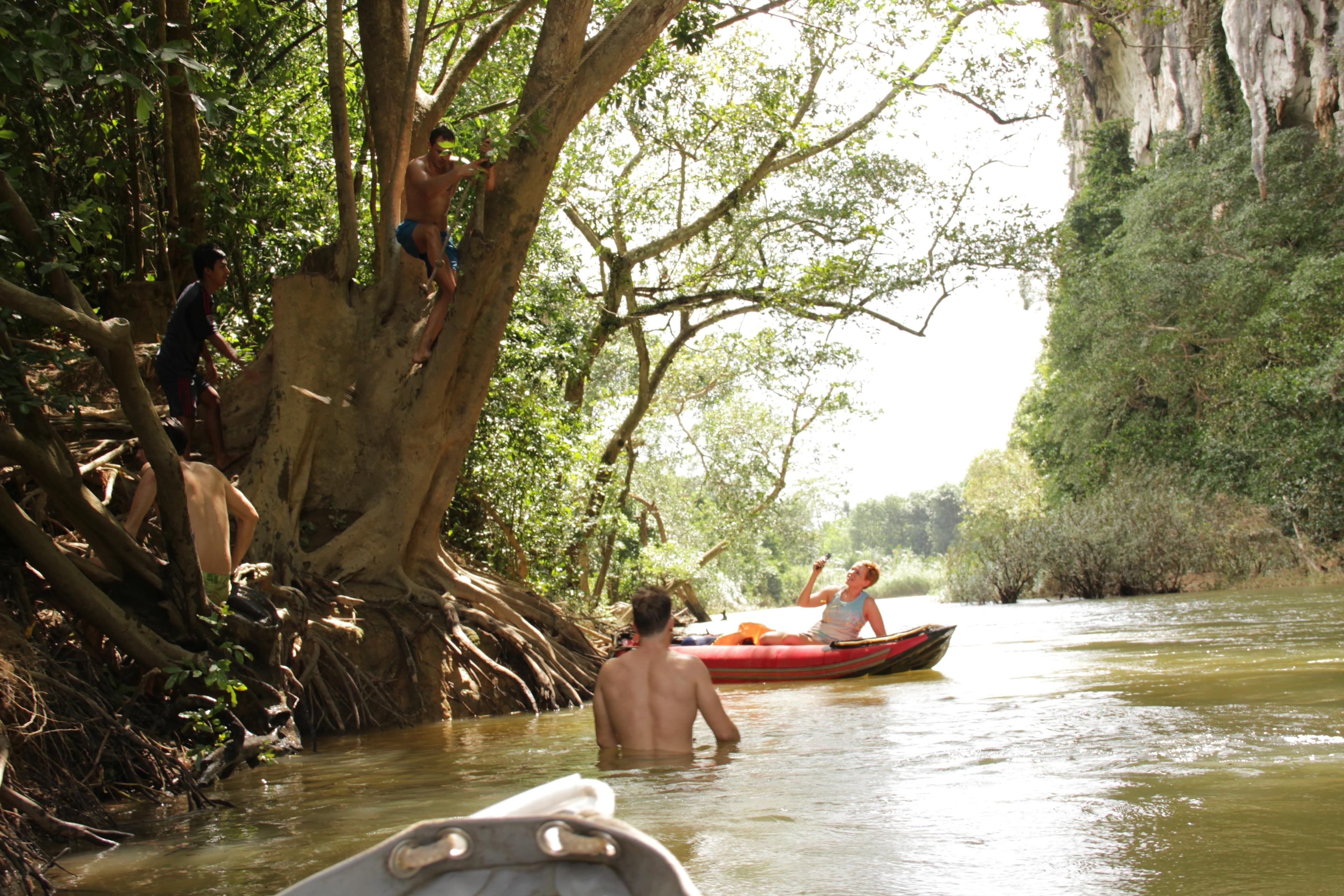 Canoeing down the river in Khao Sok