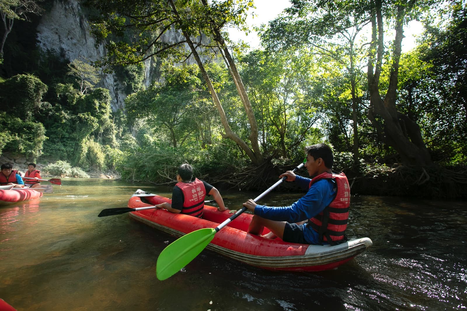 Canoeing down the river in Khao Sok