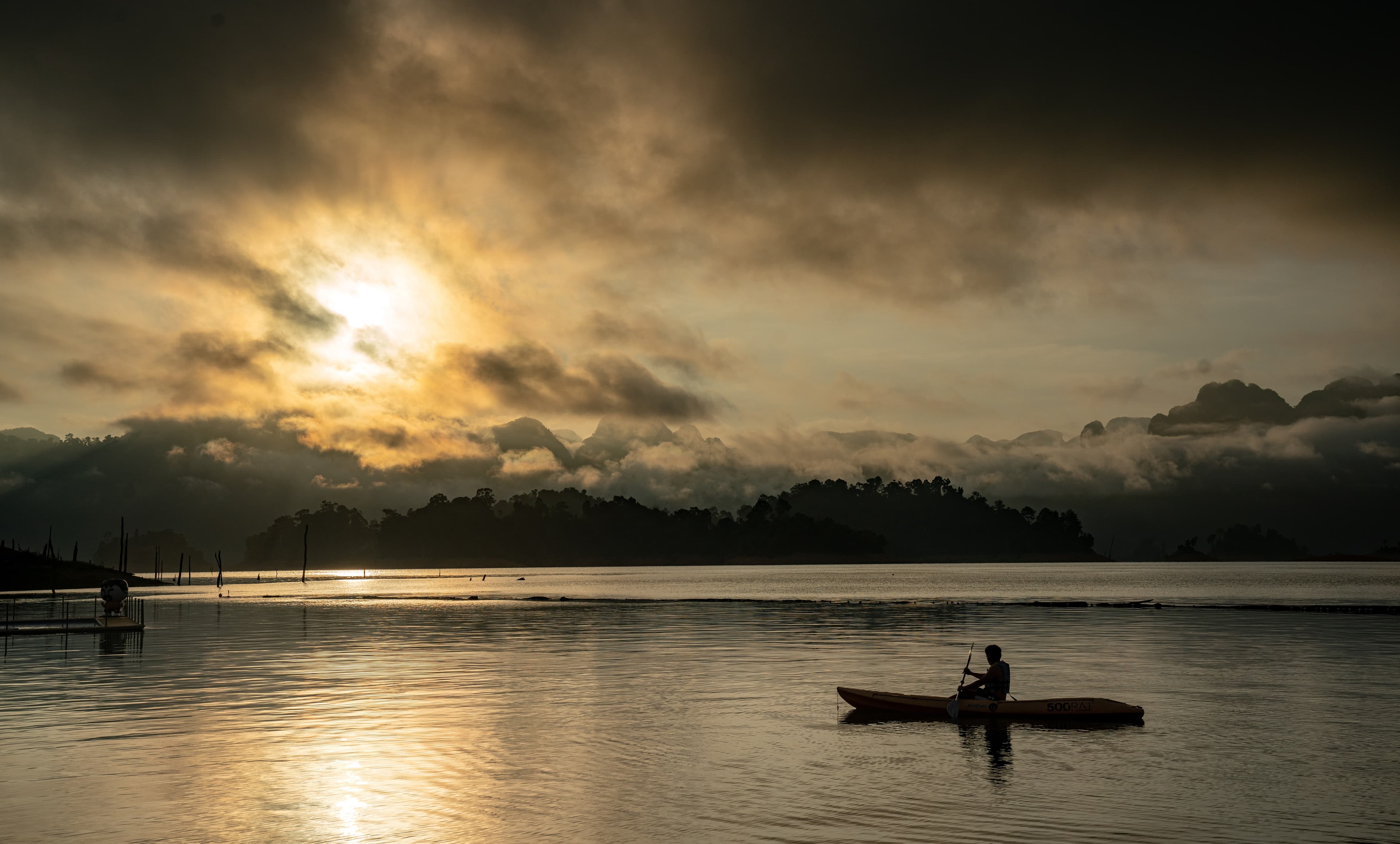 Sunset kayaking on Cheow Lan Lake