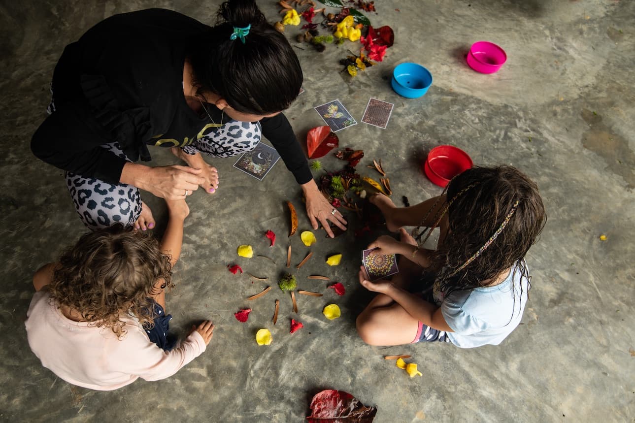Kids making arts and crafts