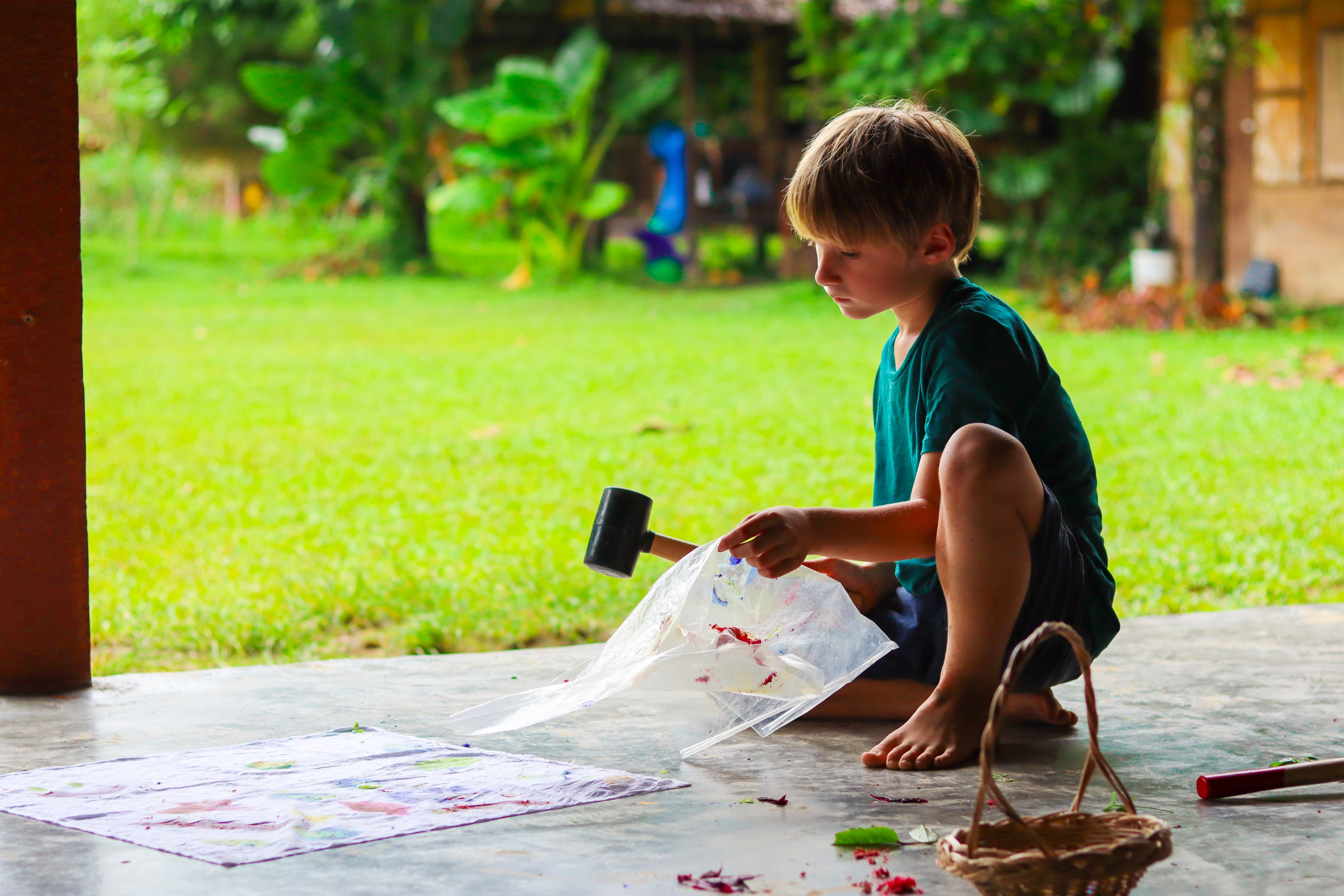 Kids making arts and crafts