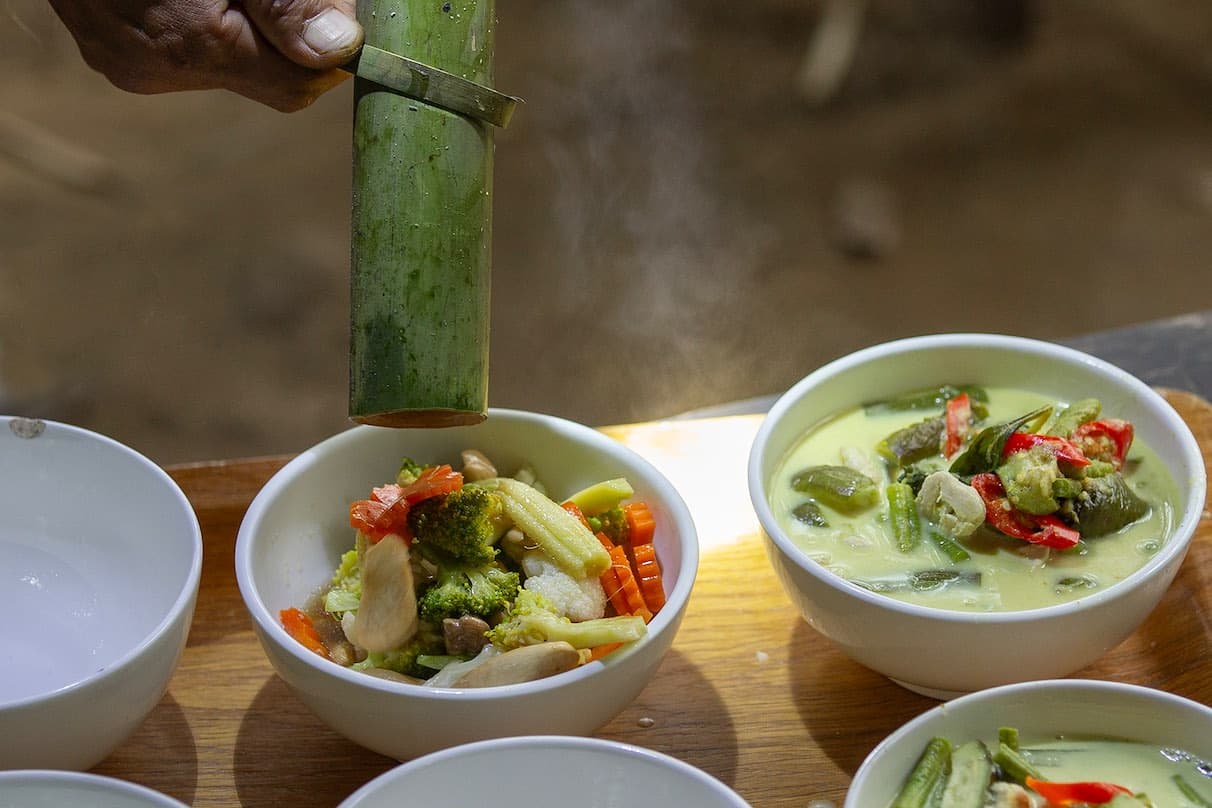 Thai food cooked in the jungle