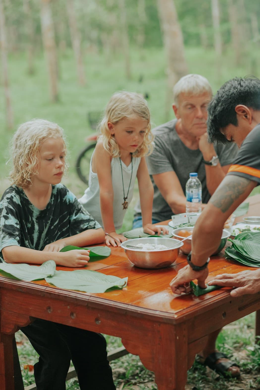 Kids preparing a jungle dinner